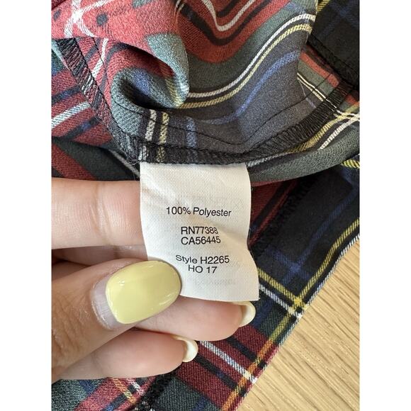 J.Crew Drapey Holiday Plaid Ruffle-Sleeve Top Size Medium 2170 - Picture 6 of 7